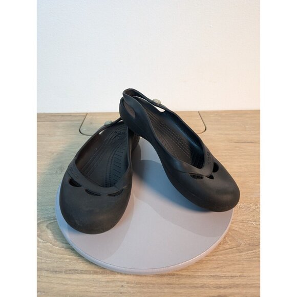 CROCS Black Prima Ballet Flats Shoes Women's Size 8 Casual Work Comfy Classic * - Picture 1 of 10